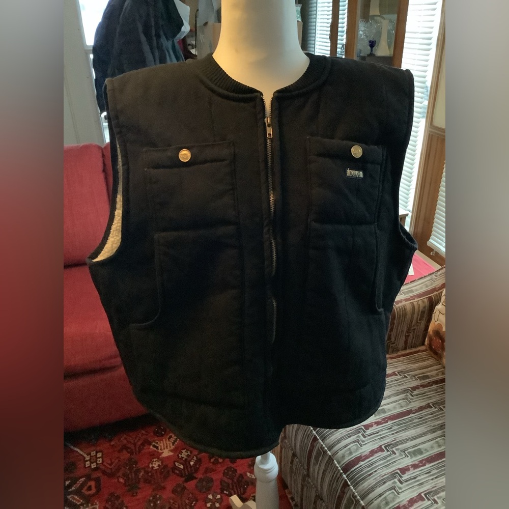 Kodiak Black Denim Vest With Sherpa Lining